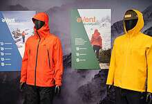 Colorful waterproof jackets for outdoor activities on mannequins.
